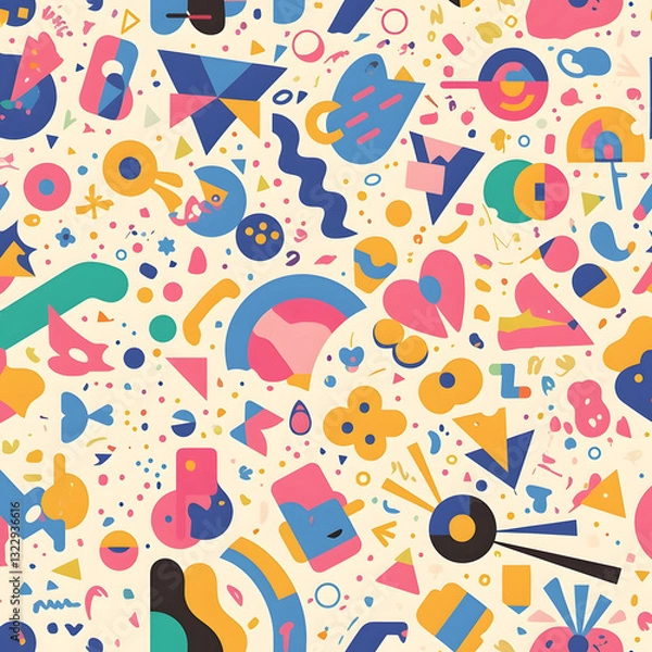 Fototapeta A collection of abstract patterns featuring fractal designs, geometric shapes, and organic forms in various artistic styles, including watercolor, digital, and minimalist aesthetics, with a diverse co