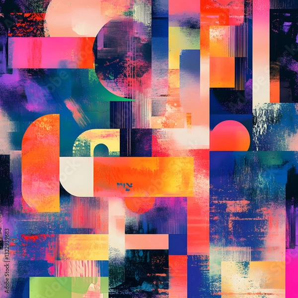 Fototapeta A collection of abstract patterns featuring fractal designs, geometric shapes, and organic forms in various artistic styles, including watercolor, digital, and minimalist aesthetics, with a diverse co