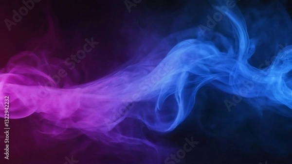 Fototapeta Dynamic Abstract Smoke in Blue, Purple, and Pink Tones on Black Background  Vibrant Colors and Flowing Movement Concept