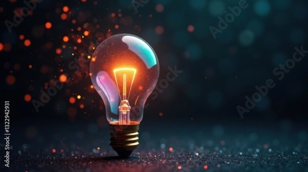 Fototapeta ethereal floating light bulb emanating rainbow prismatic light