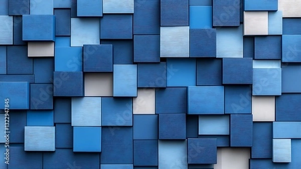 Fototapeta Abstract Blue Cube Patterns Digital Wallpaper Design