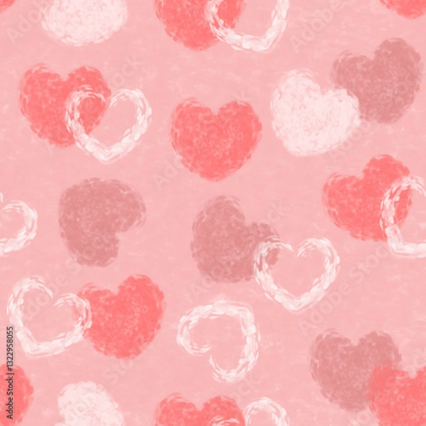 Obraz Watercolor valentine heart seamless pattern vector. Collection of cute hearts. Symbol of love, Valentines's day. Beautiful heart shape. For fabric, paper, wrapping, card, print, dress, cover, decor.