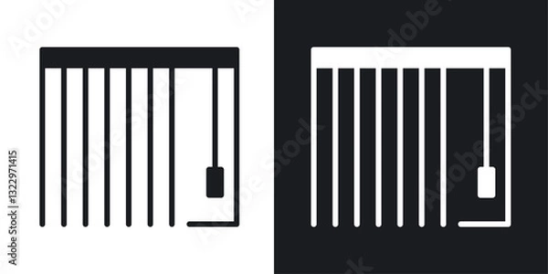 Fototapeta Blinds open vector icon set in solid style.