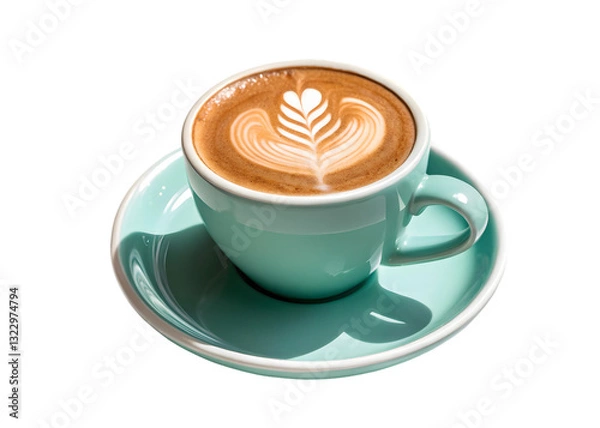 Fototapeta A cup of latte with beautiful latte art.