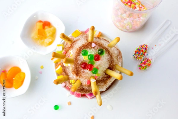 Obraz Syrup on flake ice