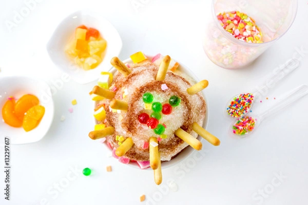 Obraz Syrup on flake ice