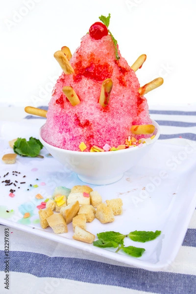 Obraz Syrup on flake ice