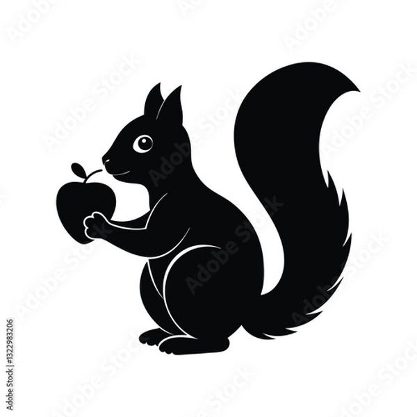 Obraz a squirrel holding apple silhouette art