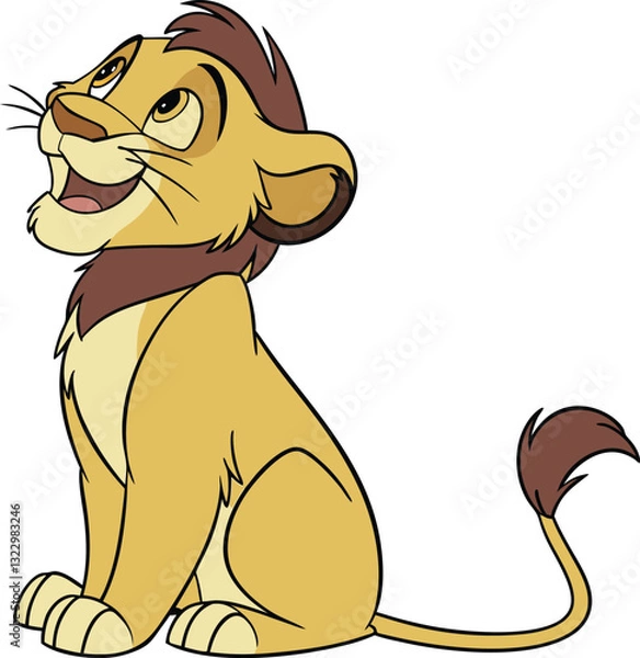 Fototapeta lion sitting isolated on white background