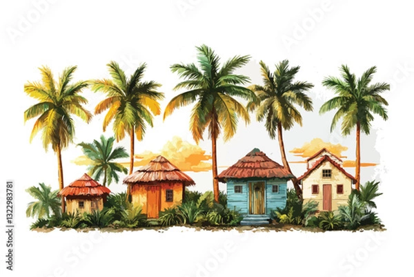 Fototapeta palm, tree, trees, resort, palms, green, paradise, coast