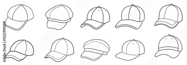 Fototapeta Outline cap vector flat illustration. vector