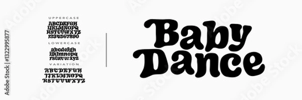 Obraz Elegant playful groovy font. Vector bold font for headings, flyer, greeting cards, product packaging, book cover, printed quotes, logotype, apparel design, album covers, Illustration