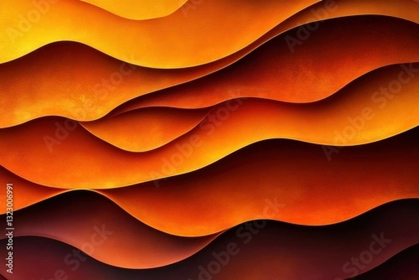 Obraz Abstract Close-Up of Orange Waves Elegant, Textured Background - Paper, Art, Design.