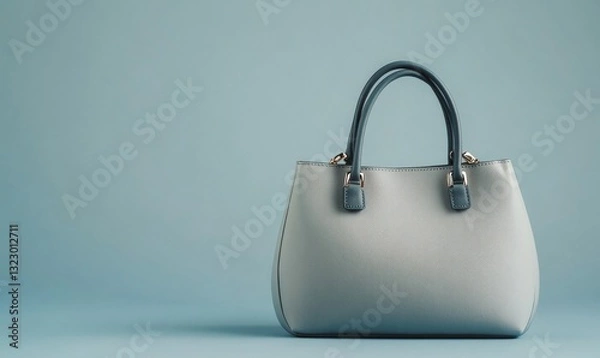 Fototapeta Beautiful trendy smooth youth women's handbag in gray color on a studio background. generated