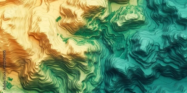 Fototapeta Terrain map. Contours trails, image grid geographic relief topographic contour line maps cartography texture,  illustration