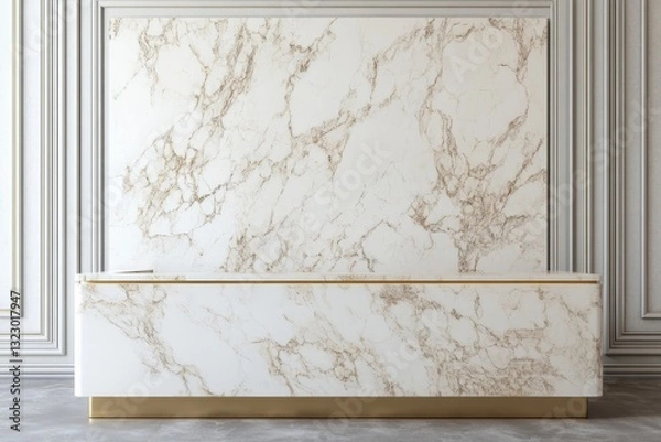 Obraz Interior design of a beautiful elegance reception area with luxury white marble counter and wall