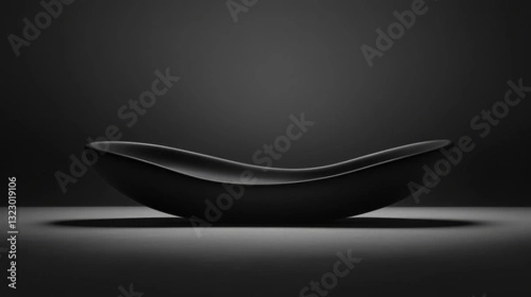 Fototapeta A refined ceramic display stand with a matte finish, centered on a plain background. Soft directional lighting creates a moody yet elegant effect, highlighting its smooth curvature