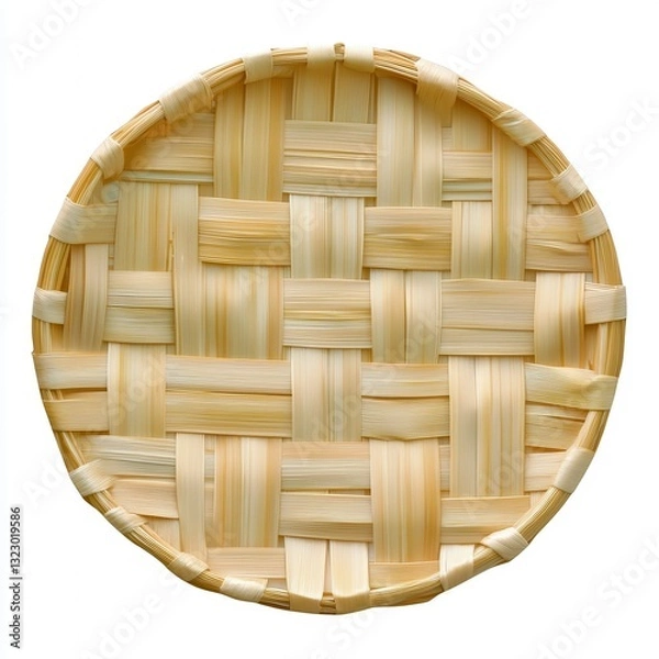 Fototapeta Intricate Woven Bamboo Tray, Close Up View, Generative AI.