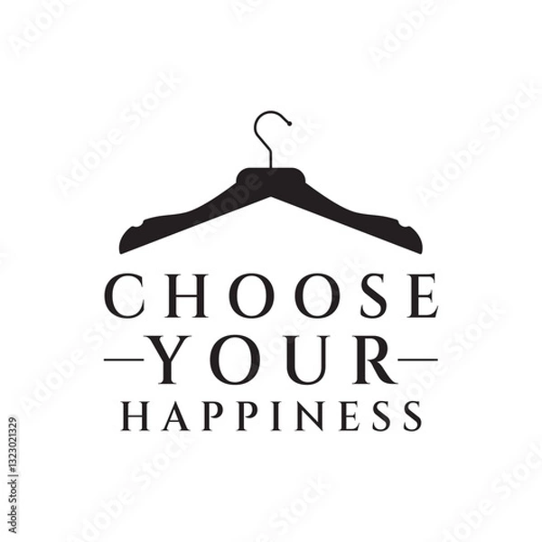 Obraz Simple clothes hanger logo details with creative design.for business, boutique, fashion, lifestyle, beauty, wardrobe, wedding dress, clothing store