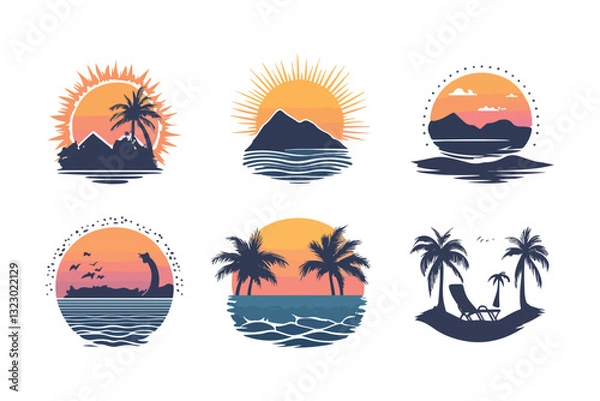 Obraz set of summer icons