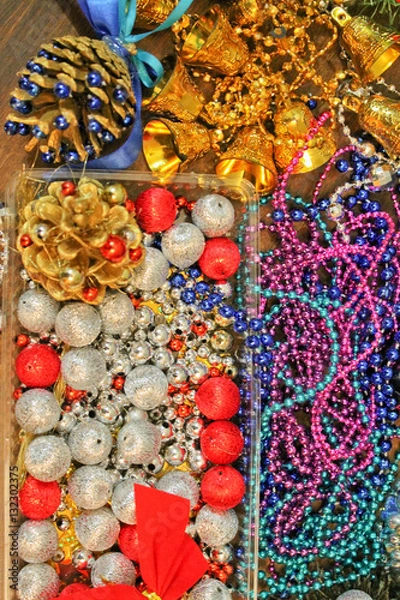 Fototapeta рождественские украшения и подарки, процесс изготовления, Фоновый, Текстура