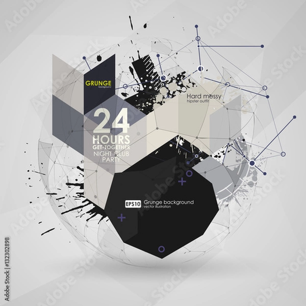 Fototapeta Geometric Polygonal Elements. Scientific Future Technology Concept. Template with Icons and Options. Infographic Elements. Design Layout for Business Cards, Websites, Presentations, Flyers and Posters
