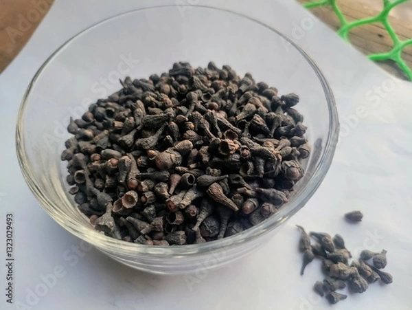 Fototapeta Herbal medicine of Mesua ferrea. Indian rose chestnut or Nagakesar (Mesua ferrea).  It is one of the part of Indian spices & Flavoring ingredient and use in blended spices.