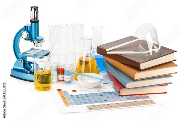 Fototapeta Books and flasks