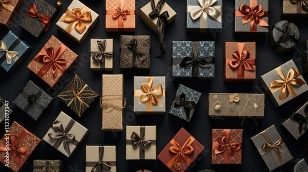 Fototapeta present gift box flat lay