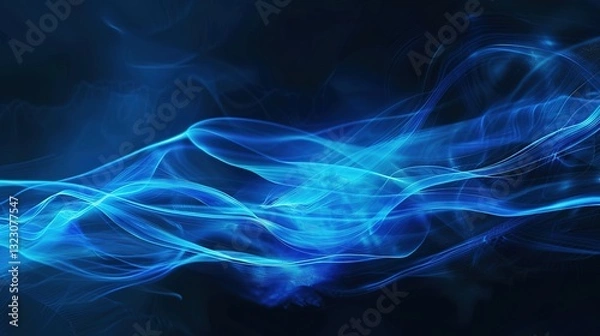 Fototapeta Striking blue technology-themed dynamic abstract lines form the main visual background design, creating an energetic and modern atmosphere. The fluid and vibrant lines give a sense of motion and innov