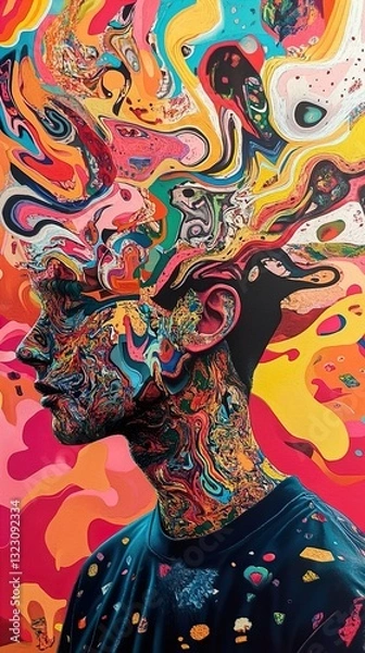 Fototapeta Psychedelic Mind: A Surreal Colorful Portrait