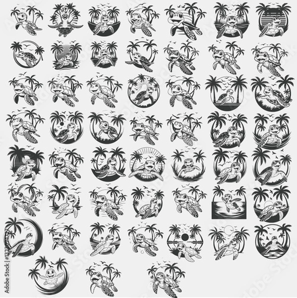 Obraz Adorable Turtle Svg, Animal Vector