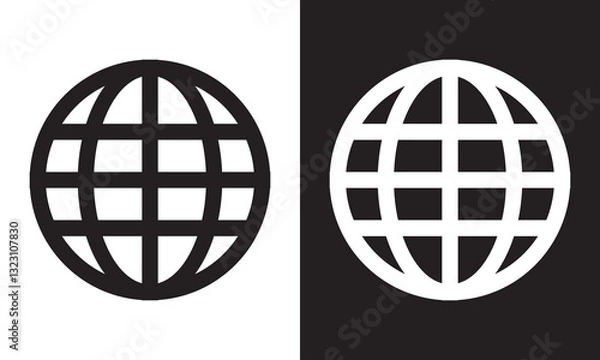 Fototapeta Globe - Illustration Icon, Editable Stroke. Earth globe icons . website icon for contact icon.World icon - vector.