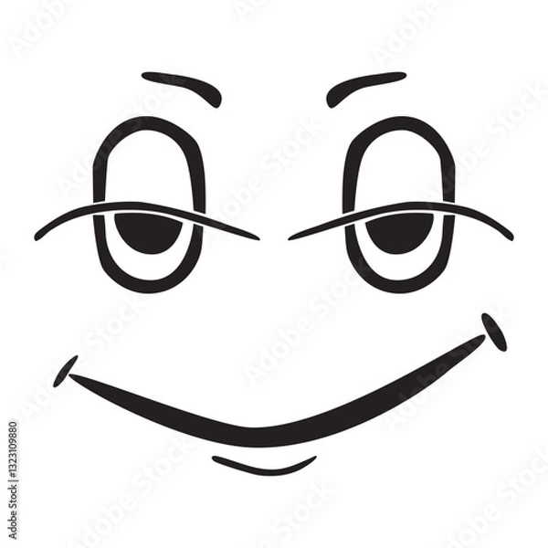 Fototapeta Calm but Tricky Smile Face Expression, Simple Vector Sketch Illustration