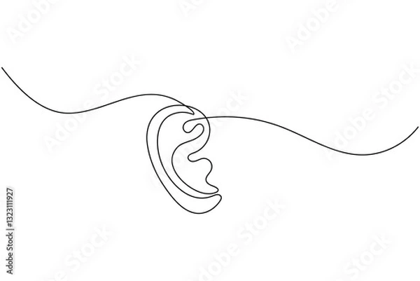 Fototapeta Human ear continuous one line drawing and minimalist style isolate outline vector icon