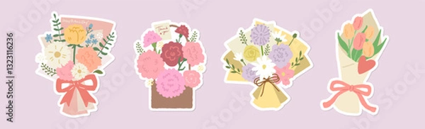 Fototapeta A set of bouquets of mother's day