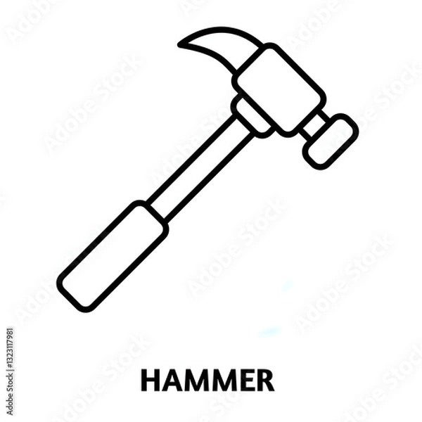 Fototapeta Hammer editable stroke outline icon isolated on white background flat vector illustration, black outline, Pixel perfect