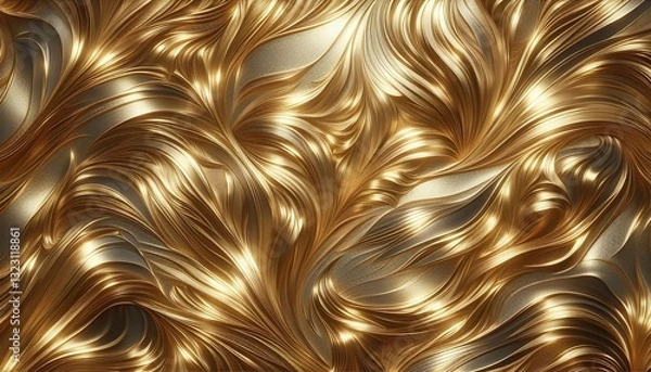 Fototapeta Golden liquid light flows across a soft, textured surface