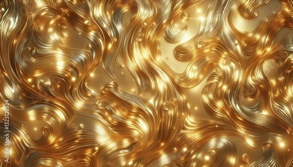 Fototapeta Shiny golden texture with liquid light patterns