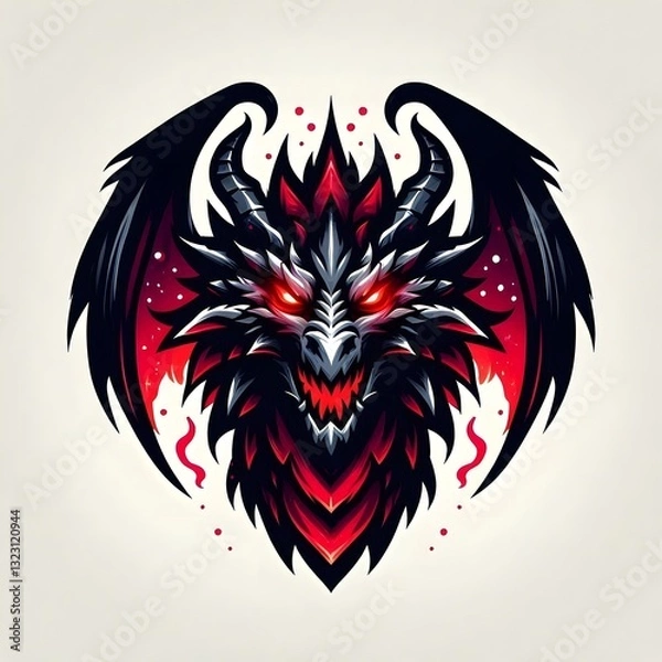 Fototapeta Dragon with red and black color with plain background