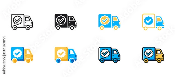 Fototapeta Delivery ecommerce icon depicting a shipping package in transit. Vector design representing online shopping, courier service, logistics, transportation, and fast delivery system.