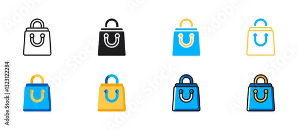 Fototapeta Shopping bag ecommerce icon. Simple and modern vector illustration representing online shopping, retail, sale, commerce, buying, and digital marketplace concepts.