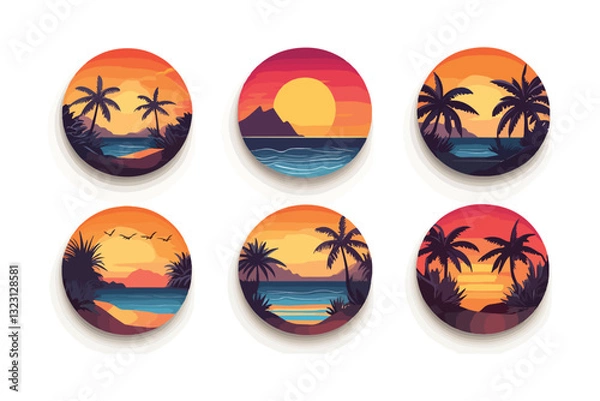 Fototapeta set of easter eggs with floral pattern