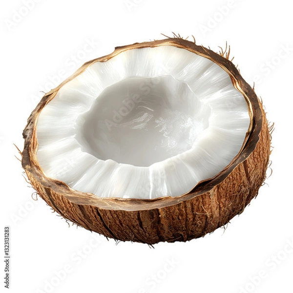 Fototapeta single coconut slice isolated on transparent background.