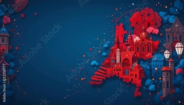Fototapeta red and blue paint splashes