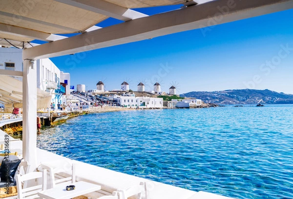 Obraz View on famous windmills of Mykonos, Greece