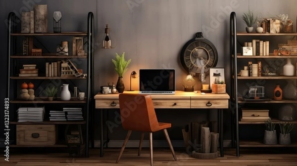 Fototapeta modern rustic desk
