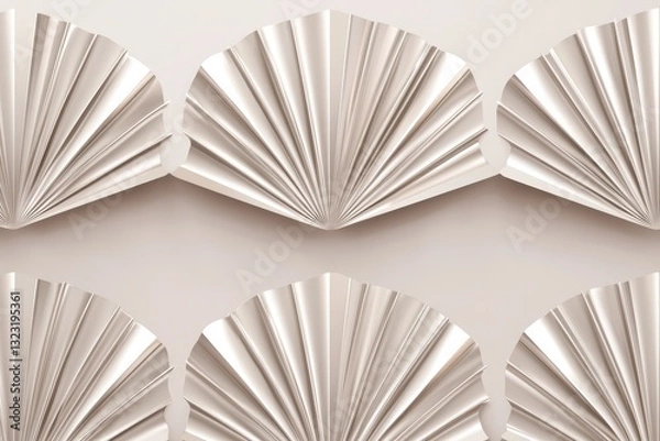 Obraz Seamless delicate metallic silver fan palm designs on soft ivory, refined Art Deco pattern, sophisticated high-end botanical elegance