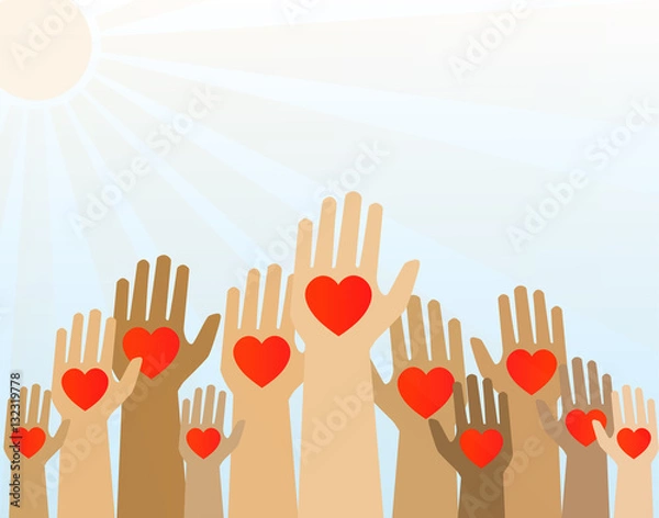 Obraz Hands with hearts up