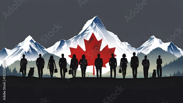 Obraz Happy Labor Day, Silhouette of Labor with Canadian Labor, Canadian Labor Day Concept, Generative Ai